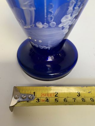 Mary Gregory Glass Vase Hand Painted (cobalt Blue) 3