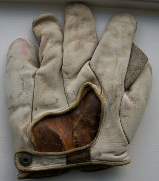 1910 Antique Goldsmith Top Line 46X White Buckskin Full Web Baseball Glove Patch 4