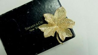 Tiffany & Co.  Vintage 14kt Yellow Gold Leaf Brooch Pin 13.  3g