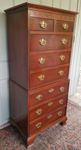 Vintage Baker Furniture 18th Century Chippendale Style Mahogany Tall Chest Fine 3