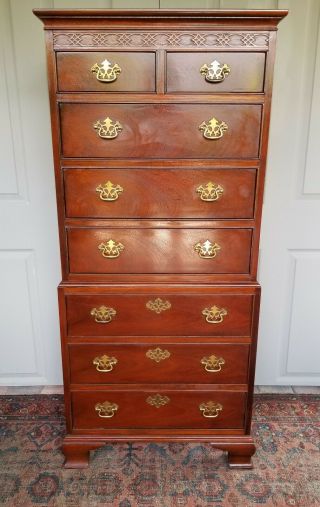 Vintage Baker Furniture 18th Century Chippendale Style Mahogany Tall Chest Fine 4