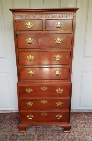 Vintage Baker Furniture 18th Century Chippendale Style Mahogany Tall Chest Fine 7