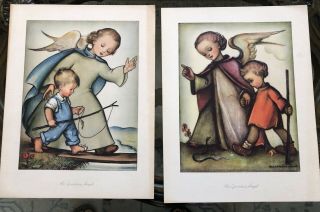 Vintage M.  J.  Hummel Her And His Guardian Angel 1940’s Picture/prints