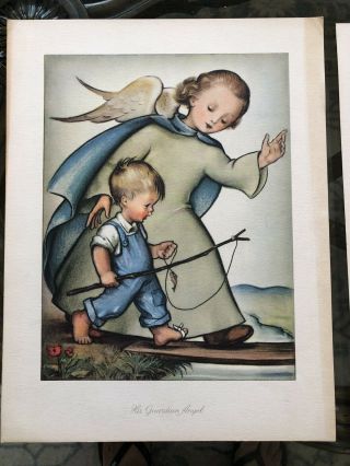 Vintage M.  J.  Hummel Her and His Guardian Angel 1940’s Picture/Prints 2
