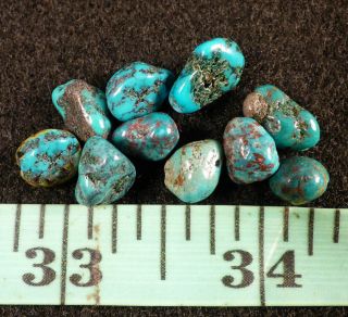 (10) Navajo Indian Turquoise Nugget Trade Beads 150,  Years Old
