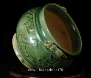 china old hand - made green glaze porcelain hand painted lotus incense burner b02 6