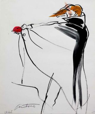 Antonio Lopez Signed Painting Fashion Designer Illustration 84 Rare