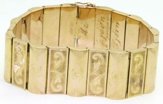 Vintage Heavy 18k Gold 24mm Wide Floral Link Bracelet