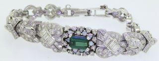 Vintage Platinum 6.  44CT VS1/F diamond tourmaline opal converted bracelet 3