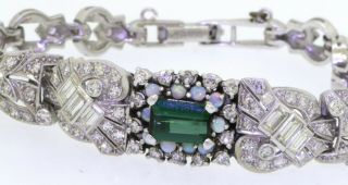 Vintage Platinum 6.  44CT VS1/F diamond tourmaline opal converted bracelet 4