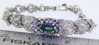 Vintage Platinum 6.  44CT VS1/F diamond tourmaline opal converted bracelet 6