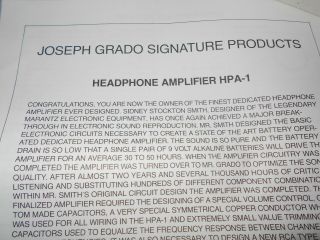 Joseph Grado HPA - 1 Headphone Amp RARE 5