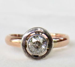 Antique Victorian.  38 Ct.  Old European Cut Diamond 14k Rose Gold Engagement Ring