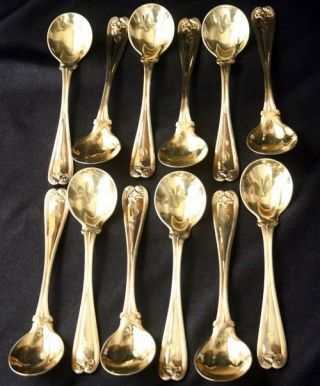 Tiffany & Co.  Sterling Colonial Gold 12 Ice Cream Spoons G Mono