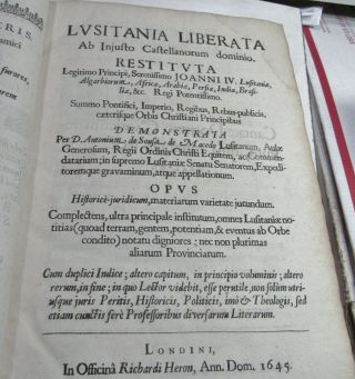 LUSITANIA LIBERATA PORTUGAL FROM SPAIN/ 1645/RARE 1st Edit/14 ENGRVNGS - DROESHOUT 6
