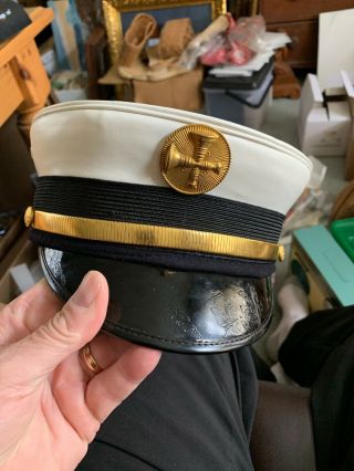 Vintage Fire Chief Hat/cap Boston Mass.  With Badge Emblem