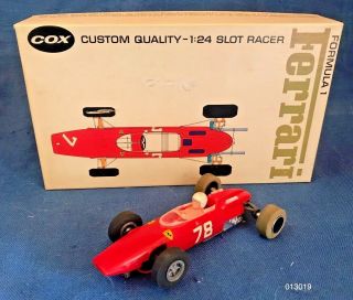 Vintage 1960 Cox Slot Car Formula 1 Ferrari 1:24 Scale Racer W/ Box,  Access