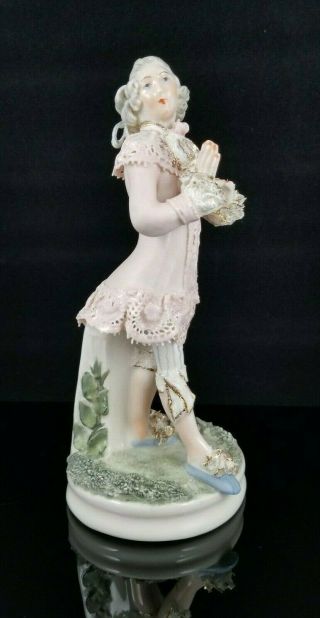 Vintage Cordey Porcelain Figurine Man Pink Lace 4161p Antique Cybis 1940s