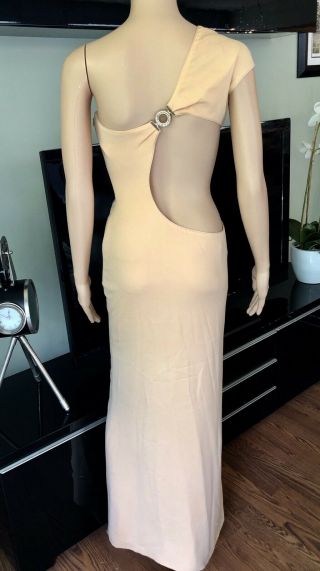 GIANNI VERSACE Vintage Runway Cutout Embellished Peach Dress Gown IT 40 2