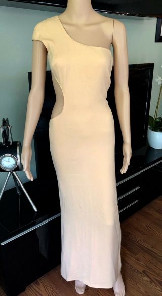 GIANNI VERSACE Vintage Runway Cutout Embellished Peach Dress Gown IT 40 3
