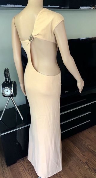 GIANNI VERSACE Vintage Runway Cutout Embellished Peach Dress Gown IT 40 4