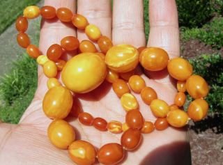 32 gr.  100 NATURAL BALTIC AMBER BEAD NECKLACE,  BUTTERSCOTCH,  EGG YOLK,  CHINESE 4