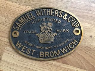 Safe Plaque Vintage Samuel Withers &co Ltd Safe Plaque Antique Safe Plaque Old