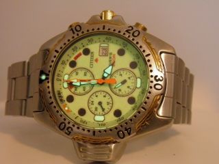 Vintage Citizen Aqualand Diver Promaster 3745 - E 70022 Chronograph Divers Watch 8