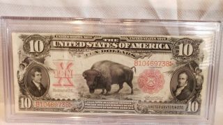1901 $10 Bison Note Rare Vernon/treat Very