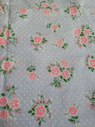 Vintage Flocked Fabric Dotted Swiss Purple Pink Floral 46 X 61