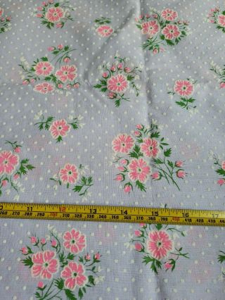 Vintage Flocked Fabric Dotted Swiss Purple Pink Floral 46 x 61 3