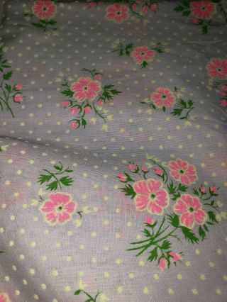 Vintage Flocked Fabric Dotted Swiss Purple Pink Floral 46 x 61 7