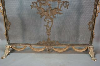 Vintage FRENCH ROCOCO Style BRASS ORMOLU Figural BIRDS Old FIREPLACE SCREEN 11