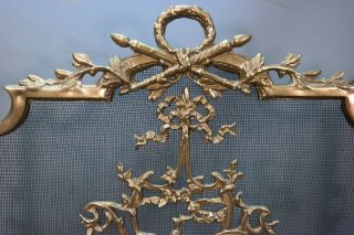 Vintage FRENCH ROCOCO Style BRASS ORMOLU Figural BIRDS Old FIREPLACE SCREEN 5