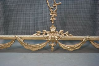 Vintage FRENCH ROCOCO Style BRASS ORMOLU Figural BIRDS Old FIREPLACE SCREEN 6