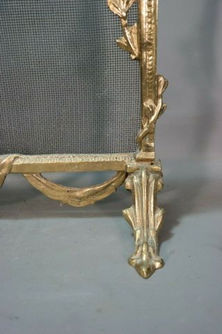 Vintage FRENCH ROCOCO Style BRASS ORMOLU Figural BIRDS Old FIREPLACE SCREEN 7