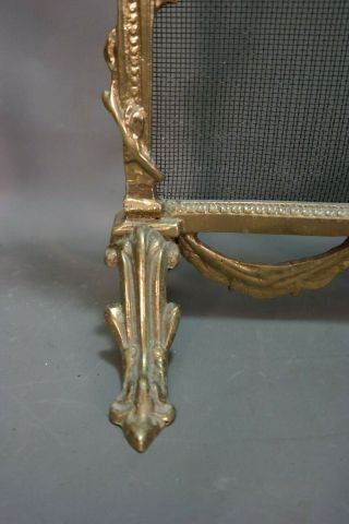 Vintage FRENCH ROCOCO Style BRASS ORMOLU Figural BIRDS Old FIREPLACE SCREEN 8