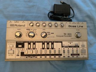 Vintage Rare Roland Tb - 303 Bass Line Analog Synthesizer Acid Techno W/ Power Sup