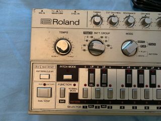 Vintage Rare Roland TB - 303 Bass Line Analog Synthesizer Acid Techno W/ Power Sup 2