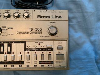 Vintage Rare Roland TB - 303 Bass Line Analog Synthesizer Acid Techno W/ Power Sup 3