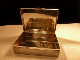 Rare Gleaming Cartier Sterling Silver Machine Turned Hinged Lidded Box