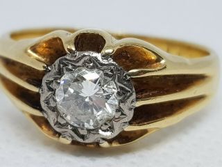 Antique Edwardian 0,  6 Ct Diamond Natural Gold 18k G Color