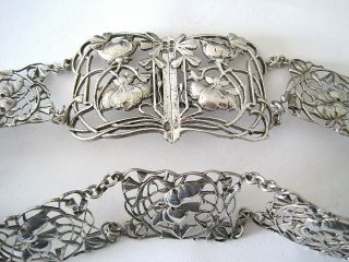 Hallmarked 1900 William Comyns Art Noveau Sterling Silver Belt & Buckle