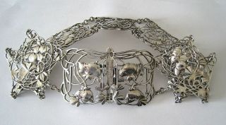 Hallmarked 1900 WILLIAM COMYNS ART NOVEAU STERLING SILVER BELT & BUCKLE 4