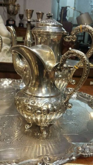 4325g MASTERPIECE STERLING SILVER FLUTTED COLONIAL STYLE COFFEE TEA SET 8 ITEMS 8