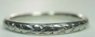 Antique Vintage Art Deco Wedding Band Sz 9 18k White Gold Flower Of Love Uk - R1/2