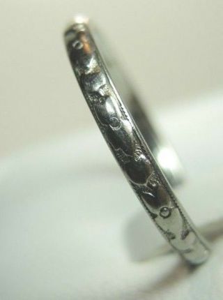 Antique Vintage Art Deco Wedding Band SZ 9 18K White Gold Flower Of Love UK - R1/2 4