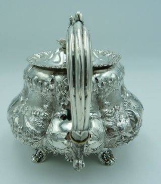 William IV Antique 19th Century Solid Silver Teapot 1833 Pheasant Scenes Crest 2