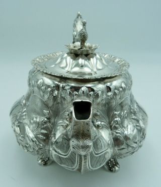William IV Antique 19th Century Solid Silver Teapot 1833 Pheasant Scenes Crest 4