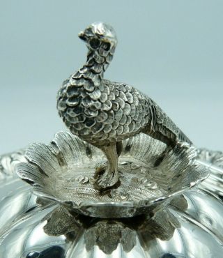 William IV Antique 19th Century Solid Silver Teapot 1833 Pheasant Scenes Crest 5